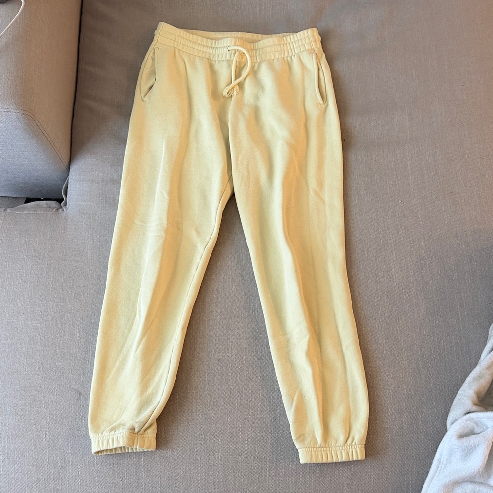 Soft butter yellow fleece joggers